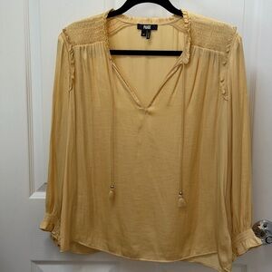 Paige Yellow V-Neck Blouse — Size Medium